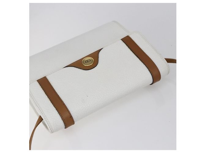 Borsa a Spalla Christian Dior in Pelle Bianca e Oro Auth BA8403 Bianco D'oro - vista 6