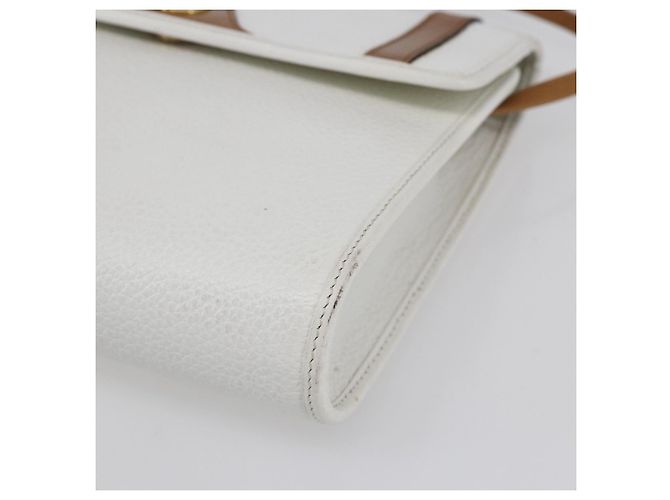 Borsa a Spalla Christian Dior in Pelle Bianca e Oro Auth BA8403 Bianco D'oro - vista 9