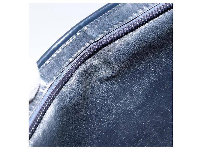 Borsa a Spalla in Tela Trotter Christian Dior Blu Navy Oro Auth 154328 D'oro - vista 11