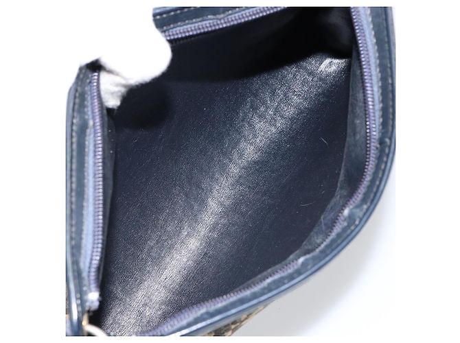 Borsa a Spalla in Tela Trotter Christian Dior Blu Navy Oro Auth 154328 D'oro - vista 12