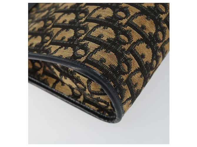 Borsa a Spalla in Tela Trotter Christian Dior Blu Navy Oro Auth 154328 D'oro - vista 14