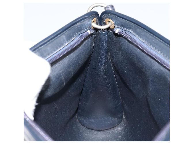 Borsa a Spalla in Tela Trotter Christian Dior Blu Navy Oro Auth 154328 D'oro - vista 19