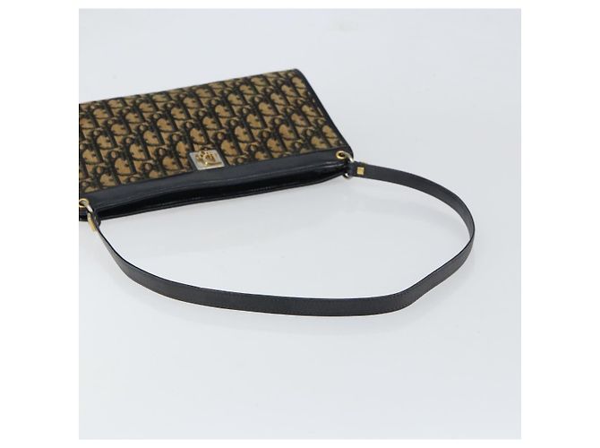 Borsa a Spalla in Tela Trotter Christian Dior Blu Navy Oro Auth 154328 D'oro - vista 7