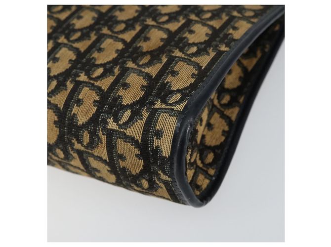 Borsa a Spalla in Tela Trotter Christian Dior Blu Navy Oro Auth 154328 D'oro - vista 9
