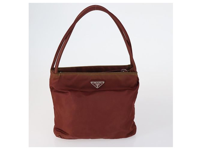 PRADA Borsa a Mano Nylon 2 Set Rosso Khaki Auth mr1528 Cachi - vista 2