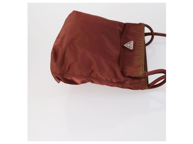 PRADA Borsa a Mano Nylon 2 Set Rosso Khaki Auth mr1528 Cachi - vista 4