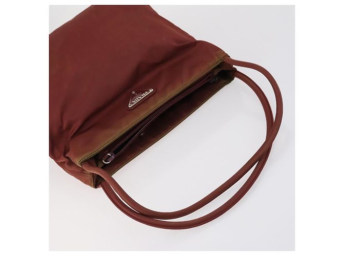 PRADA Borsa a Mano Nylon 2 Set Rosso Khaki Auth mr1528 Cachi - vista 5