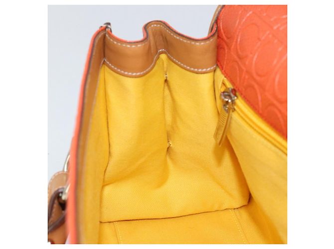 Salvatore Ferragamo Borsa a Spalla Gancini in PVC Pelle Arancione Oro Auth ka357 D'oro - vista 21