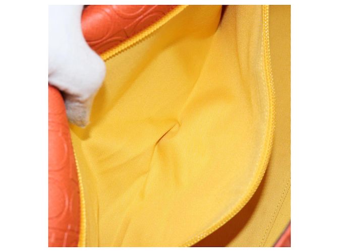 Salvatore Ferragamo Borsa a Spalla Gancini in PVC Pelle Arancione Oro Auth ka357 D'oro - vista 23