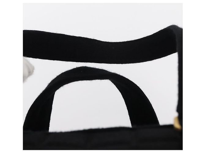 CHANEL Choco Bar Handtasche aus Baumwolle Schwarz Gold CC Auth ka339 Golden - Ansicht 10