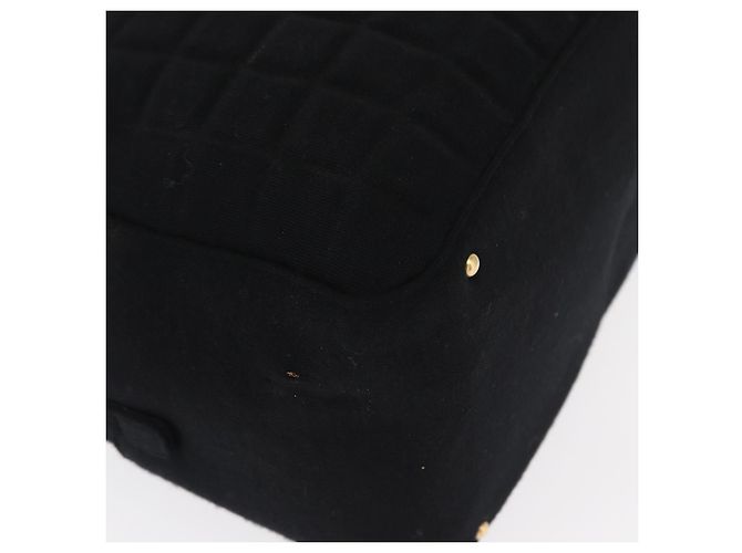 CHANEL Choco Bar Handtasche aus Baumwolle Schwarz Gold CC Auth ka339 Golden - Ansicht 14
