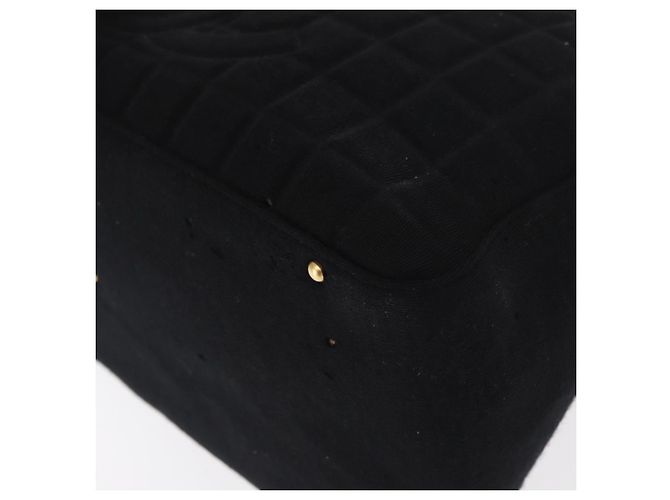 CHANEL Choco Bar Handtasche aus Baumwolle Schwarz Gold CC Auth ka339 Golden - Ansicht 15