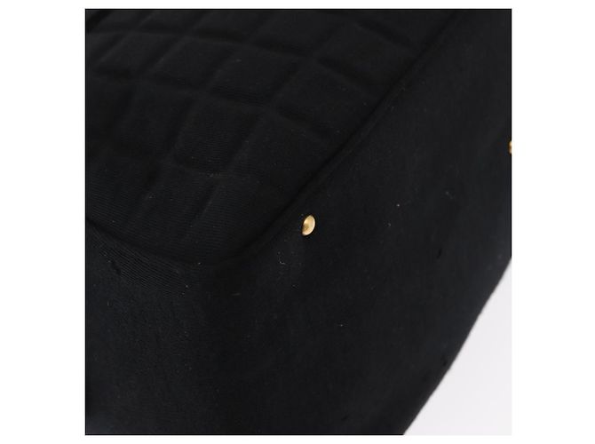 CHANEL Choco Bar Handtasche aus Baumwolle Schwarz Gold CC Auth ka339 Golden - Ansicht 16