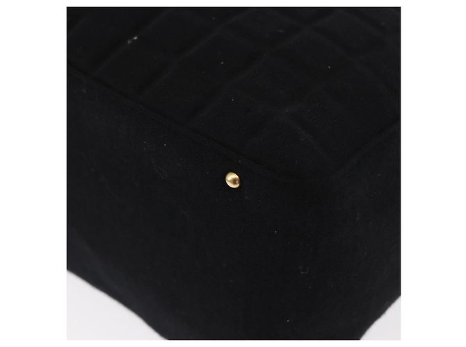 CHANEL Choco Bar Handtasche aus Baumwolle Schwarz Gold CC Auth ka339 Golden - Ansicht 17