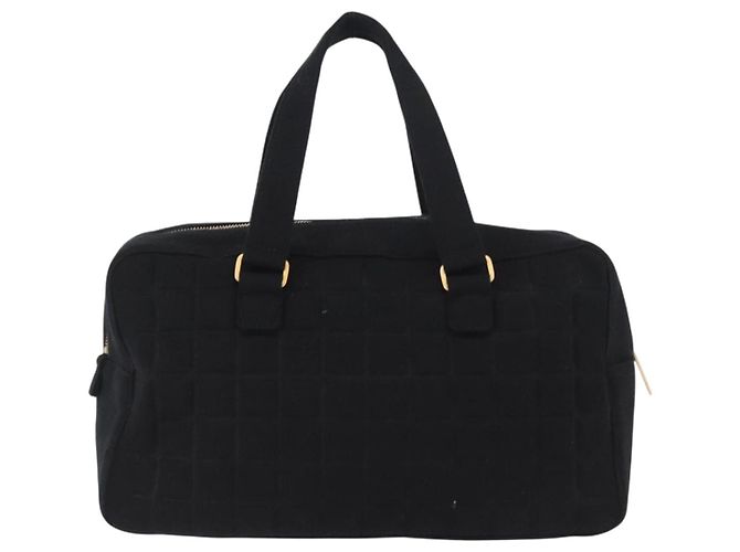 CHANEL Choco Bar Handtasche aus Baumwolle Schwarz Gold CC Auth ka339 Golden - Ansicht 2