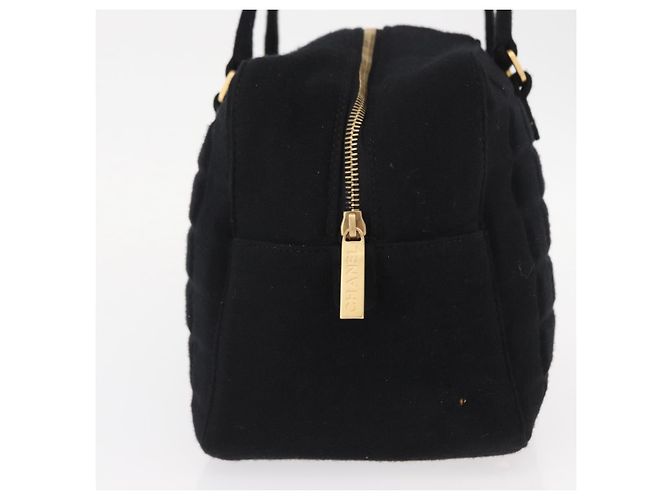 CHANEL Choco Bar Handtasche aus Baumwolle Schwarz Gold CC Auth ka339 Golden - Ansicht 4