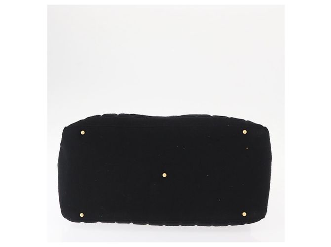 CHANEL Choco Bar Handtasche aus Baumwolle Schwarz Gold CC Auth ka339 Golden - Ansicht 6