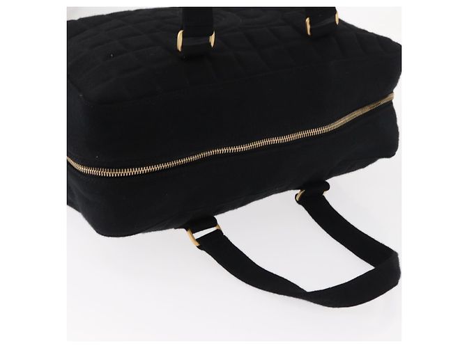 CHANEL Choco Bar Handtasche aus Baumwolle Schwarz Gold CC Auth ka339 Golden - Ansicht 8