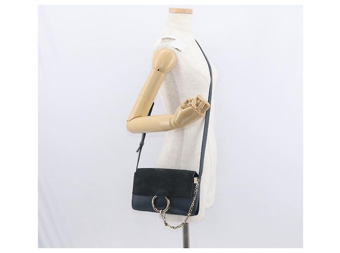 Chloé Borsa a Spalla Chloe Fay in Pelle Scamosciata Verde Oro Auth gh1351 D'oro - vista 25