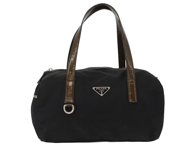 PRADA Borsa a mano in nylon nero argento Auth 153944 - vista 13