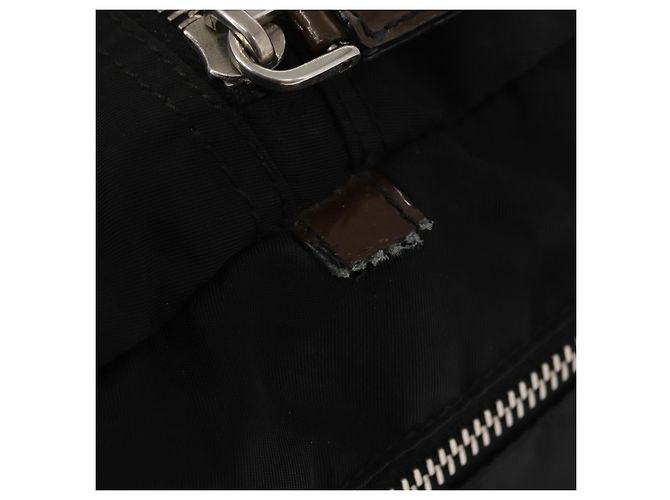 PRADA Borsa a mano in nylon nero argento Auth 153944 - vista 19