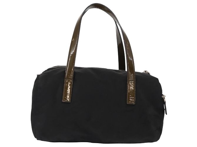 PRADA Borsa a mano in nylon nero argento Auth 153944 - vista 2