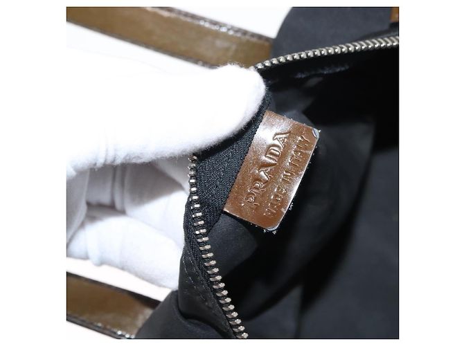 PRADA Borsa a mano in nylon nero argento Auth 153944 - vista 22