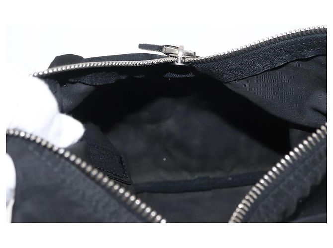 PRADA Borsa a mano in nylon nero argento Auth 153944 - vista 23