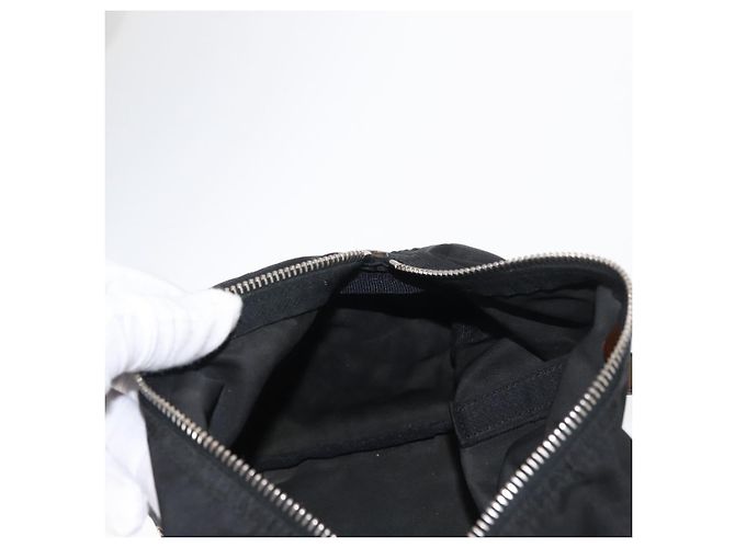 PRADA Borsa a mano in nylon nero argento Auth 153944 - vista 24
