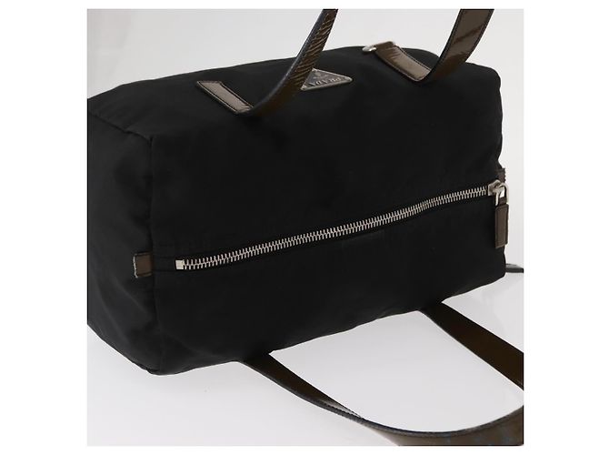 PRADA Borsa a mano in nylon nero argento Auth 153944 - vista 6