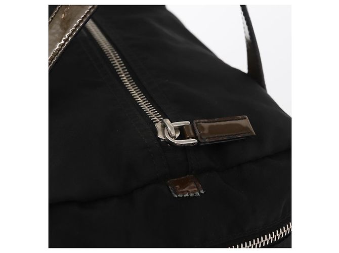 PRADA Borsa a mano in nylon nero argento Auth 153944 - vista 9