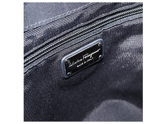 Borsa Vala in nylon e pelle Salvatore Ferragamo 2 in 1 Nero Argento Auth BA7673 - vista 20