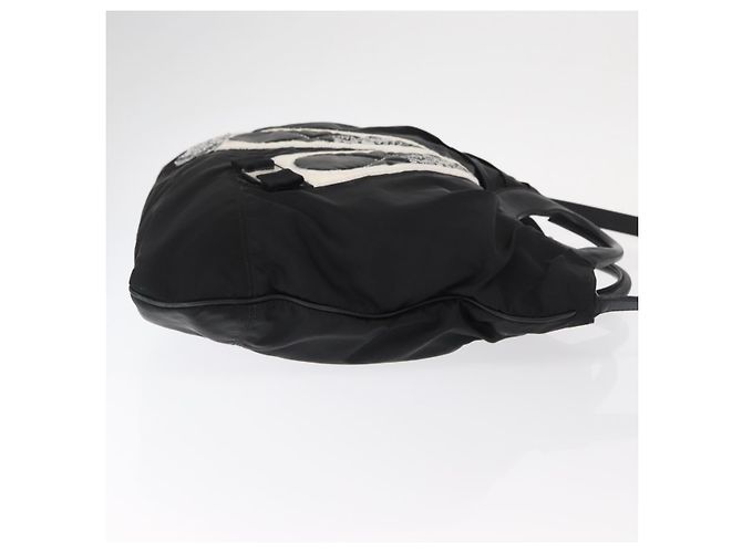 Borsa Vala in nylon e pelle Salvatore Ferragamo 2 in 1 Nero Argento Auth BA7673 - vista 3