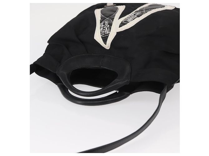 Borsa Vala in nylon e pelle Salvatore Ferragamo 2 in 1 Nero Argento Auth BA7673 - vista 6