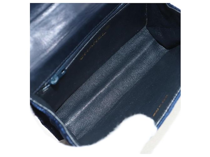 CHANEL Borsa a Catena Camelia Matelassé Velluto Blu Navy Oro CC Auth bs29963V D'oro - vista 18