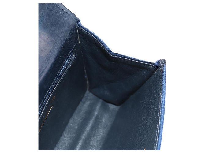 CHANEL Borsa a Catena Camelia Matelassé Velluto Blu Navy Oro CC Auth bs29963V D'oro - vista 19