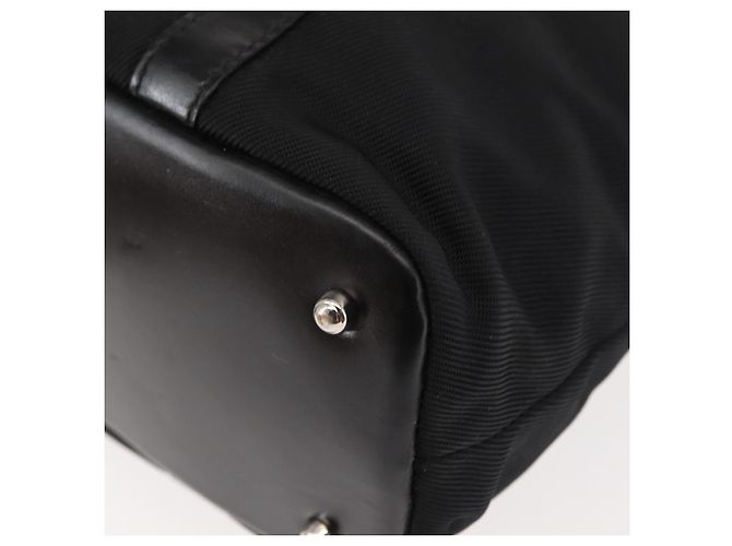 Borsa a mano in nylon nero GUCCI Bamboo Auth ep11126 - vista 11
