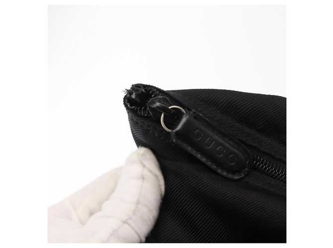 Borsa a mano in nylon nero GUCCI Bamboo Auth ep11126 - vista 14