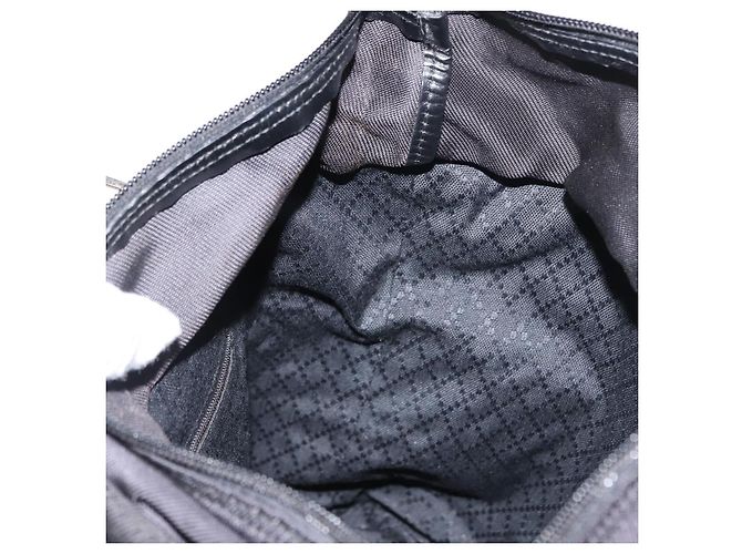 Borsa a mano in nylon nero GUCCI Bamboo Auth ep11126 - vista 17