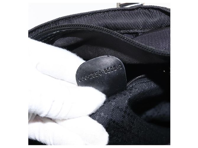 Borsa a mano in nylon nero GUCCI Bamboo Auth ep11126 - vista 20