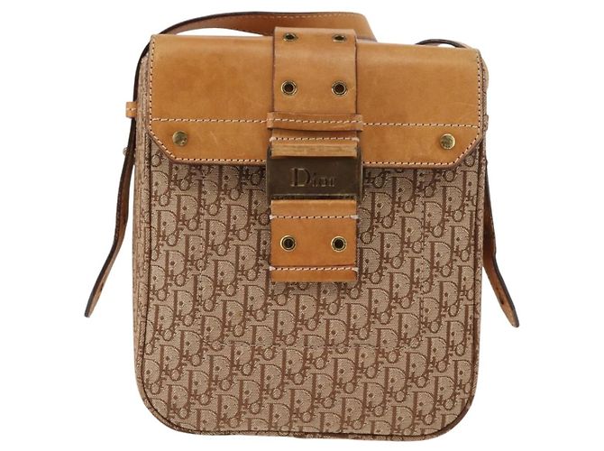 Borsa a Spalla in Tela Trotter Christian Dior Beige Oro Auth bs29838 D'oro - vista 13
