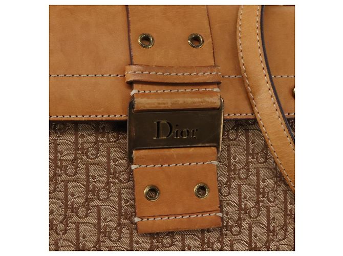 Borsa a Spalla in Tela Trotter Christian Dior Beige Oro Auth bs29838 D'oro - vista 18
