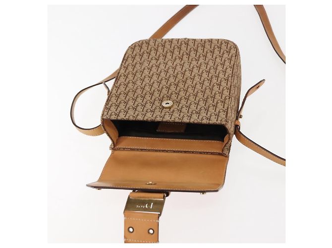 Borsa a Spalla in Tela Trotter Christian Dior Beige Oro Auth bs29838 D'oro - vista 19