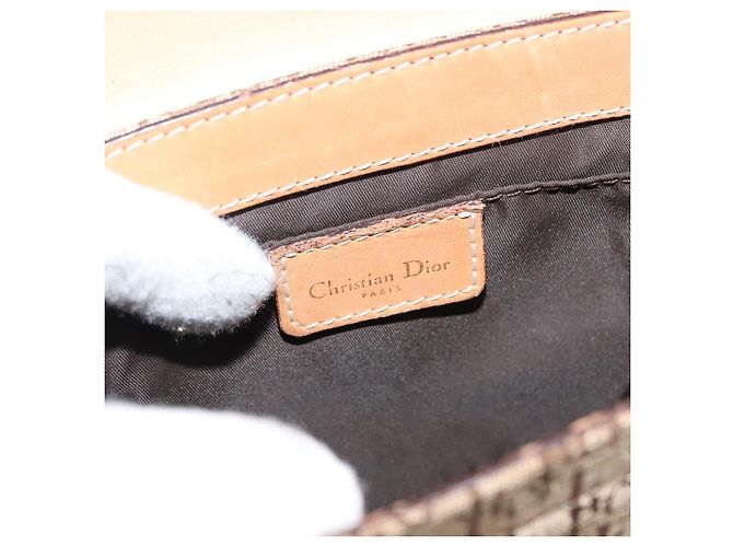Borsa a Spalla in Tela Trotter Christian Dior Beige Oro Auth bs29838 D'oro - vista 20