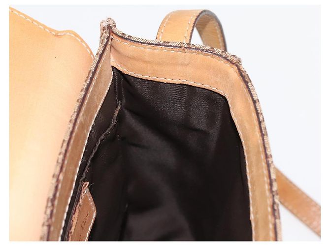 Borsa a Spalla in Tela Trotter Christian Dior Beige Oro Auth bs29838 D'oro - vista 21