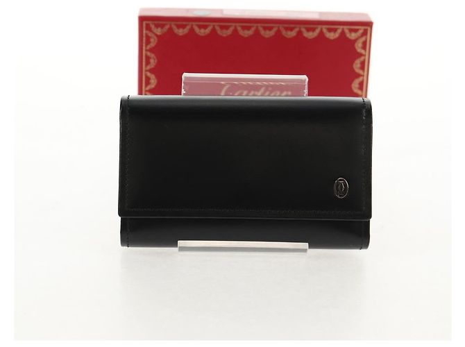 CARTIER Key Case Leather Black Auth am9296V - view 12