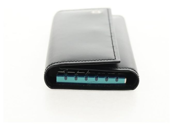CARTIER Key Case Leather Black Auth am9296V - view 3