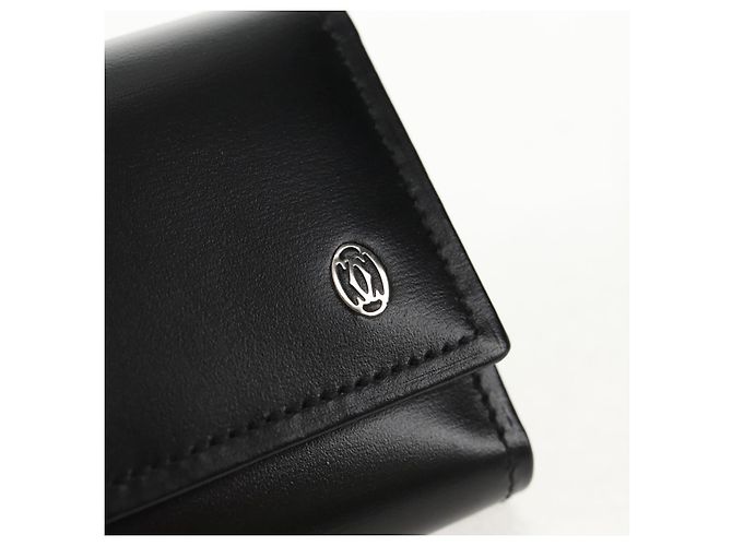 CARTIER Key Case Leather Black Auth am9296V - view 8