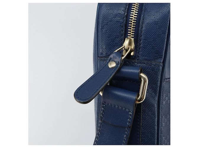 Borsa a Spalla Diamante in Pelle Blu Oro GUCCI 201443 Auth bs29905 D'oro - vista 10