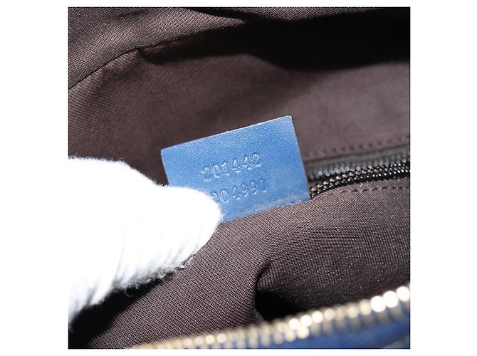 Borsa a Spalla Diamante in Pelle Blu Oro GUCCI 201443 Auth bs29905 D'oro - vista 12